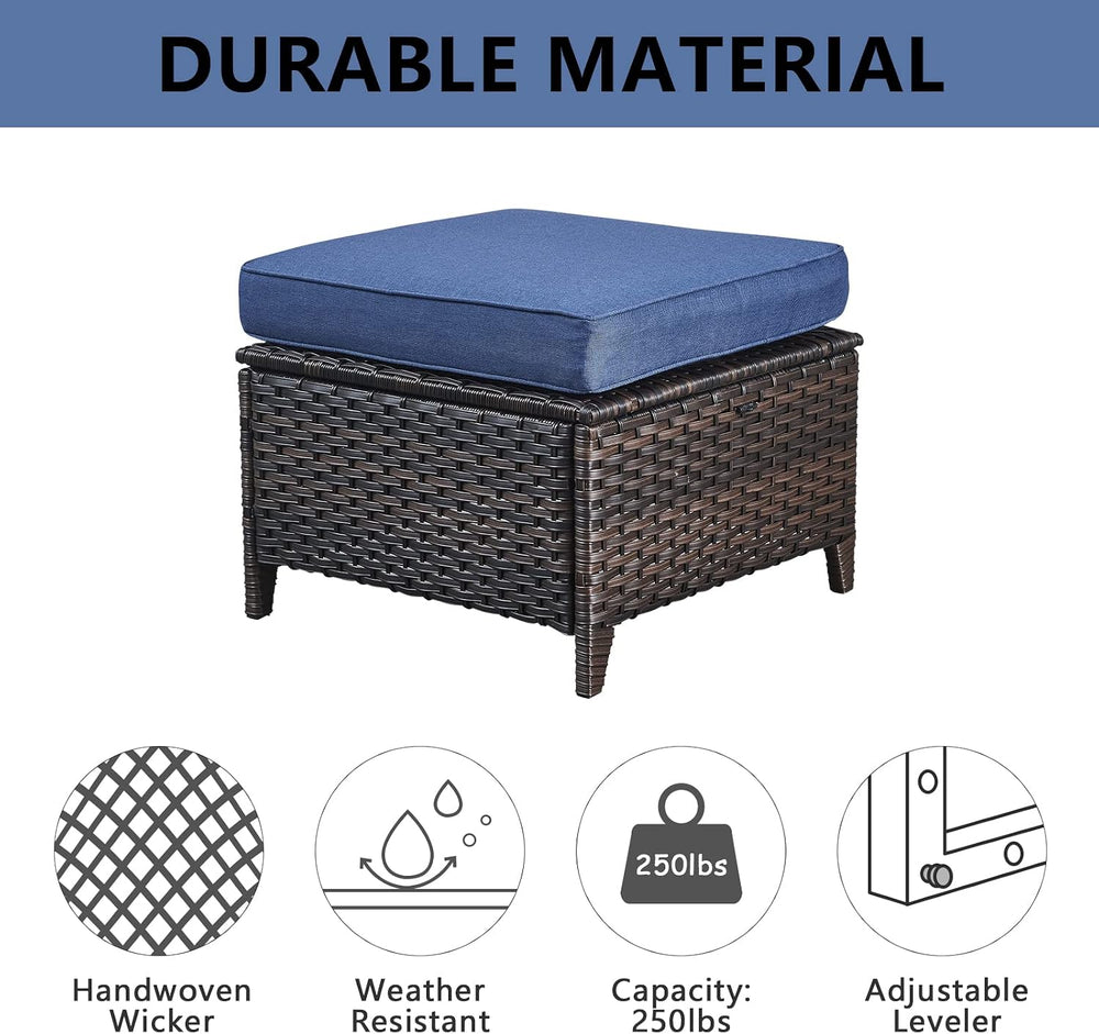 Belord Outdoor Furniture Ottoman Set of 2 Patio Seating Footstool All-Weather...