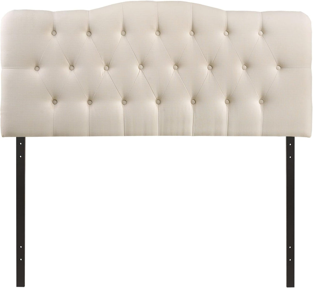 Modway Annabel Tufted Button Linen Fabric Upholstered King Headboard in Ivory