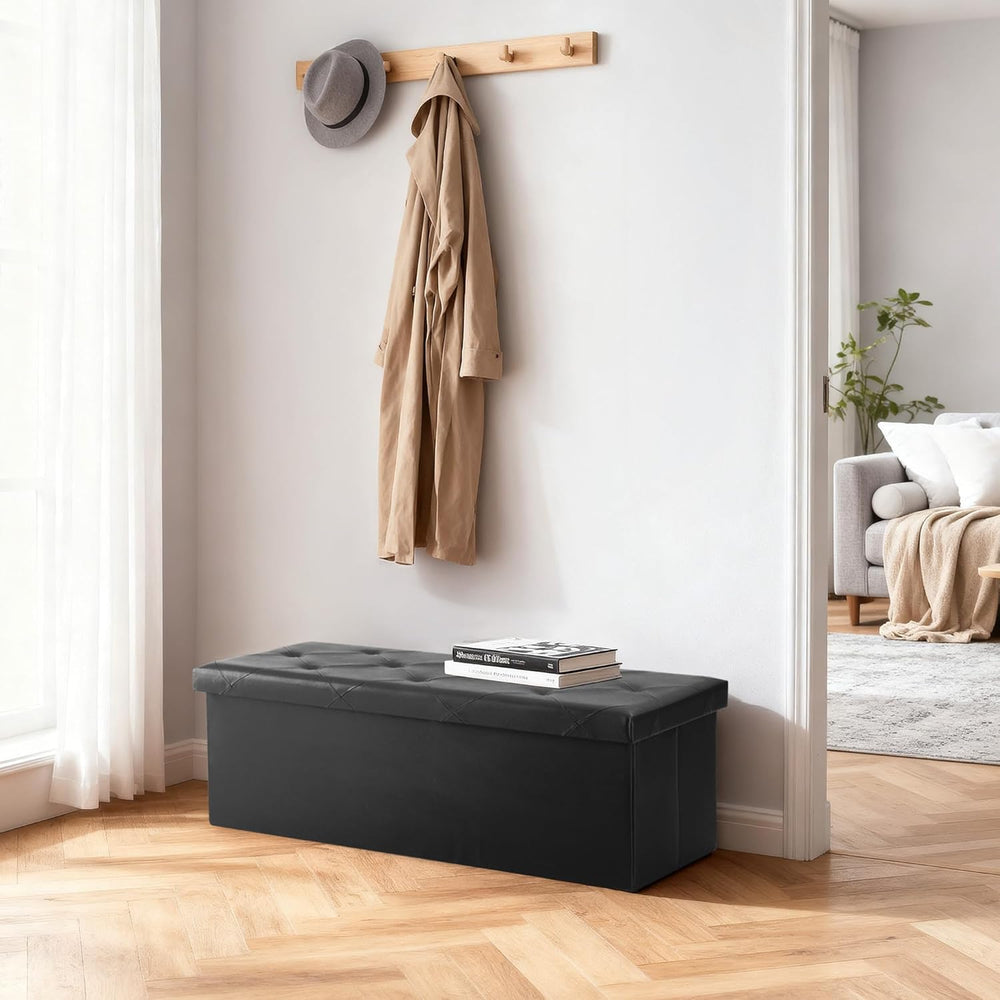 DUMOS 43 Inch Folding Ottoman with Storage Bench, Foot Rest Stool Ottoman | U...