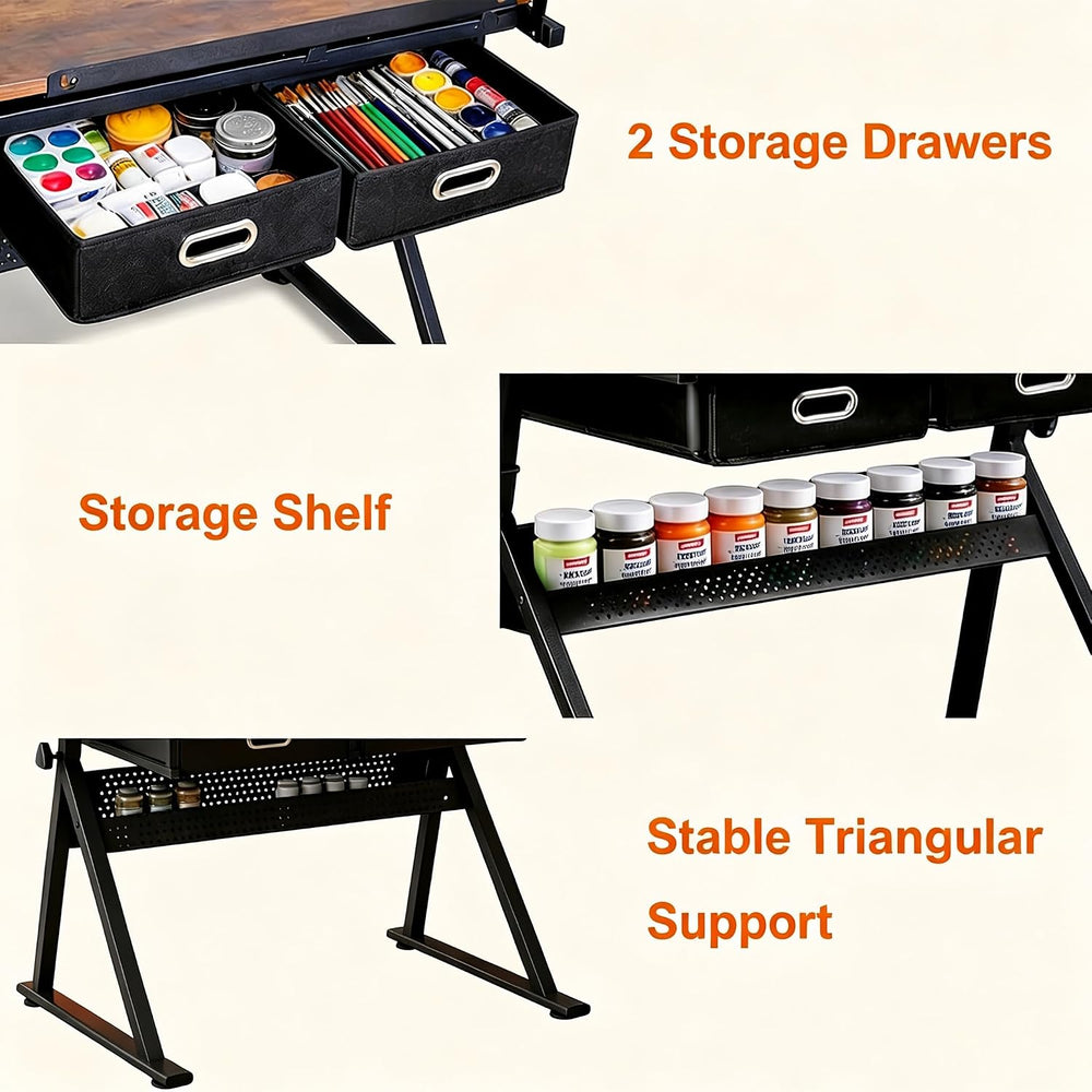 Garvee Height Adjustable Drafting Table, 0-75°Tilting Drawing Desk | Artist T...