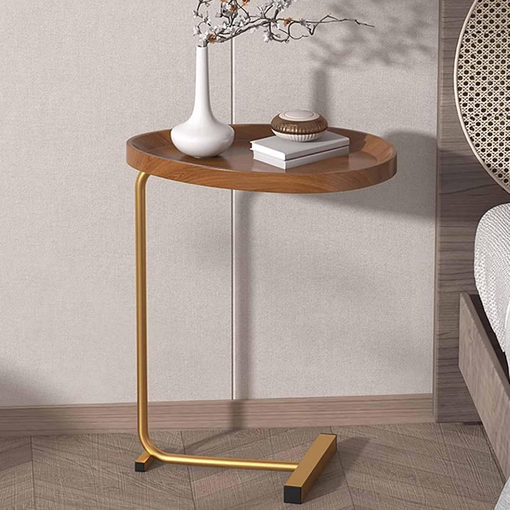 Oval Side Table, MDF Tabletop & Sturdy L-Shaped Metal Legs, Compact Sofa ...