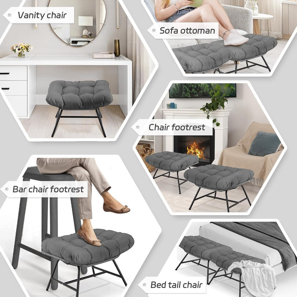 BULEXYARD 2 Pieces Outdoor Patio Ottomans, Multipurpose All Weather PE Rattan...