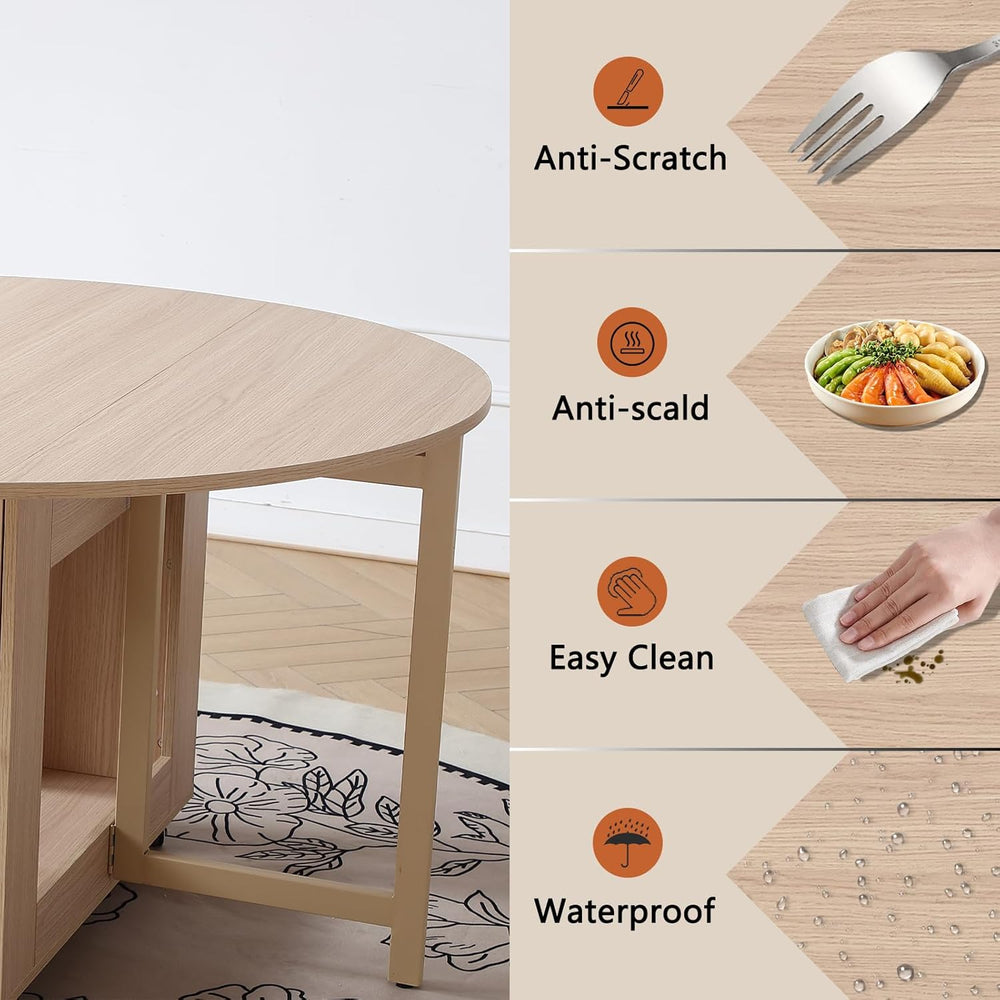COMUHOME 47.3" Round Folding Dining Table for 4-8, Wood Kitchen Foldable...