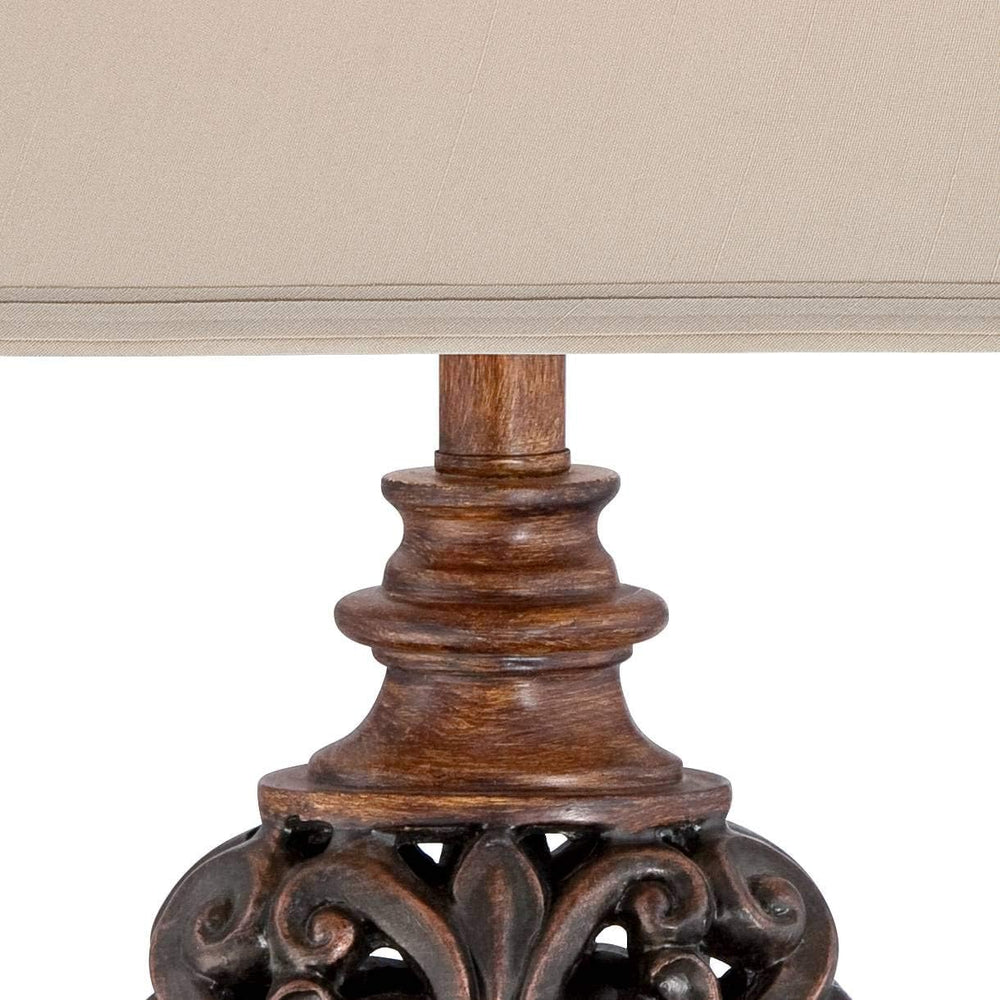 Exeter 30" Large Table Lamps Set of 2 Faux Wood Finish Cottage