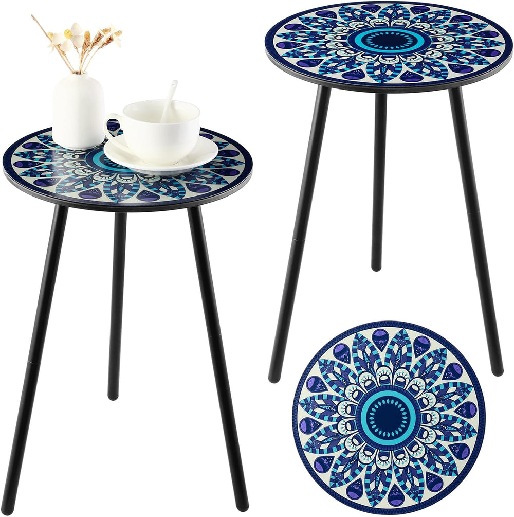 Outdoor Side Table Set of 2 Patio Side Tables for Outside Black End Tables Sm...