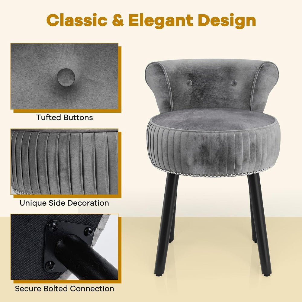CHARMAID Velvet Vanity Chair for Bedroom, Elegant Accent Chair with Tufted Lo...