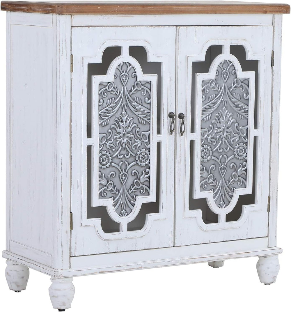 Sophia & William Accent Storage Cabinet with Wood Frame and Iron Embossed...