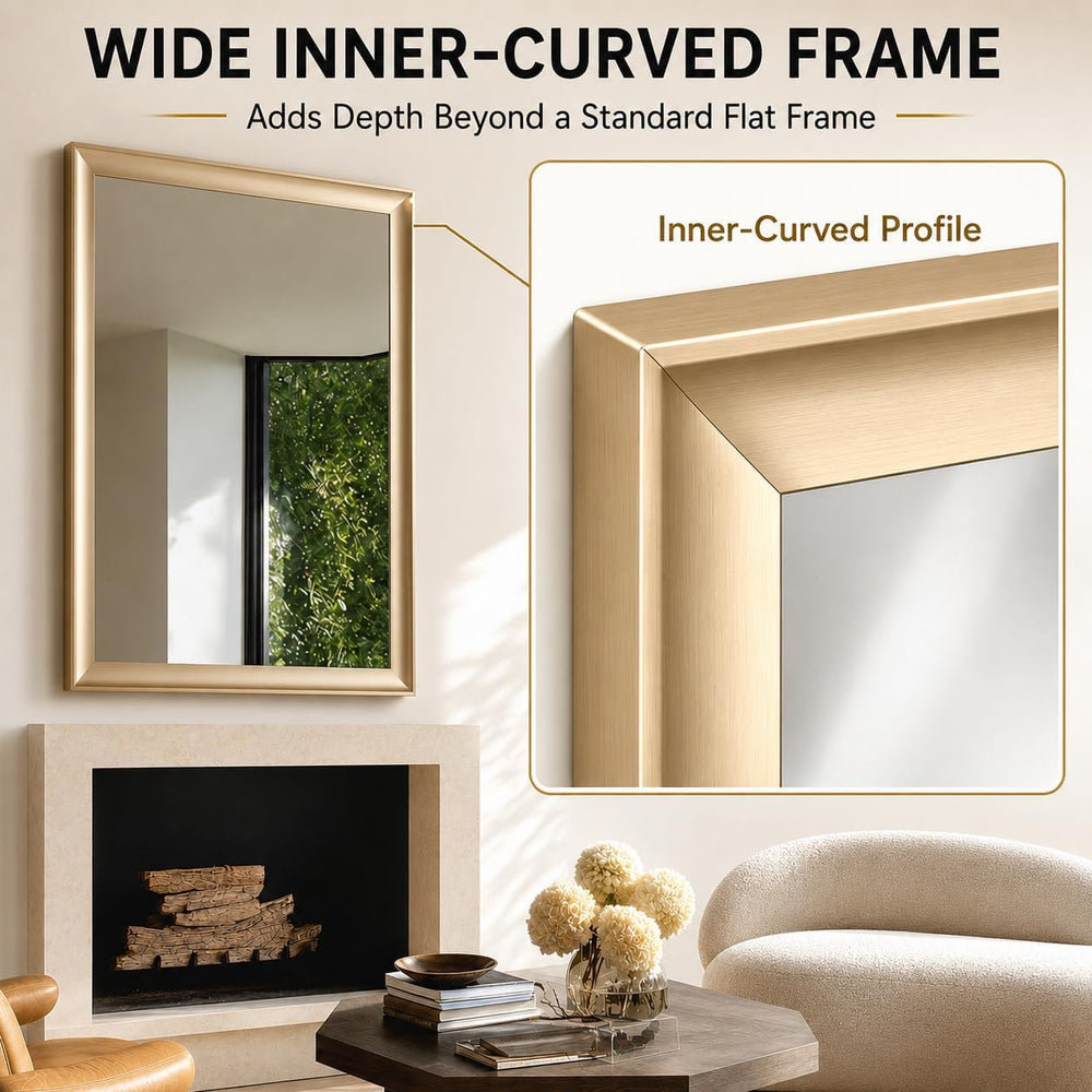 Gold Bathroom Mirror 24x36 Inch, Rectangle Vanity Mirror