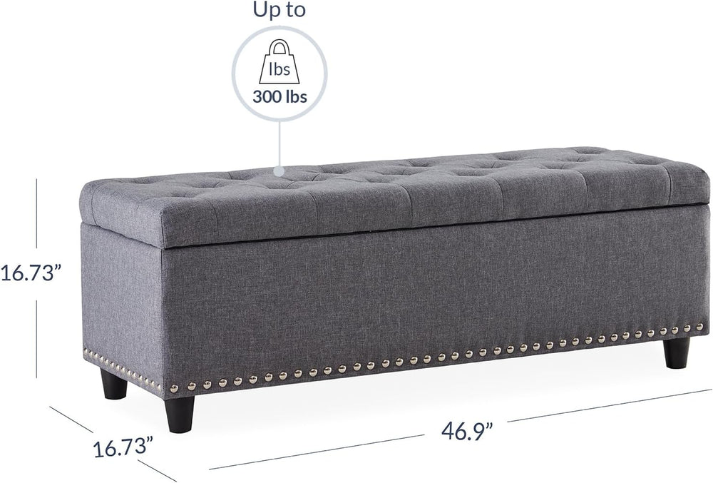 BELLEZE Storage Ottoman, Tufted Ottoman with Close Hinge, Foot Rest for Livin...