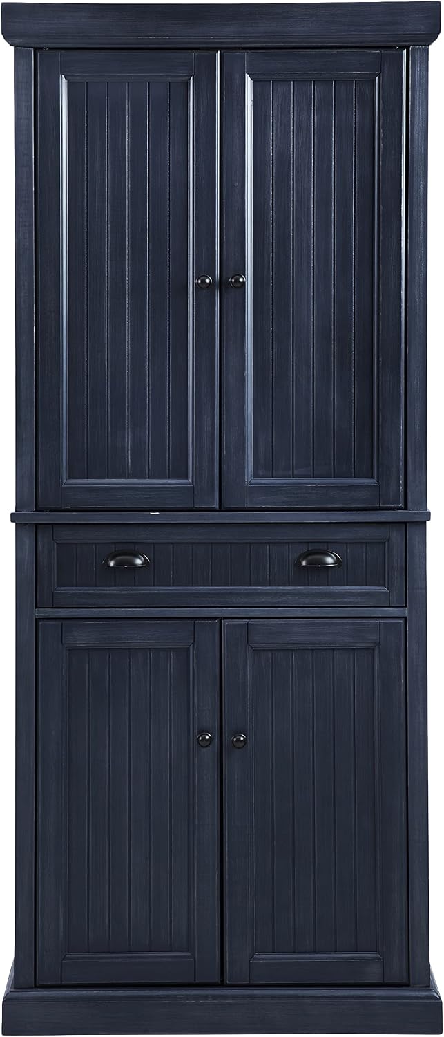 Crosley Furniture Seaside Coastal Pantry Storage Cabinet with Shelves, Kitche...