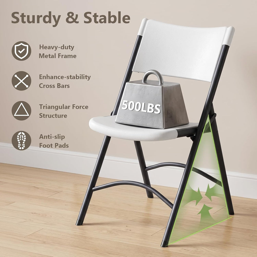 Folding Table and Chairs Set for 4, 4FT Adjustable Height Plastic Folding Tab...