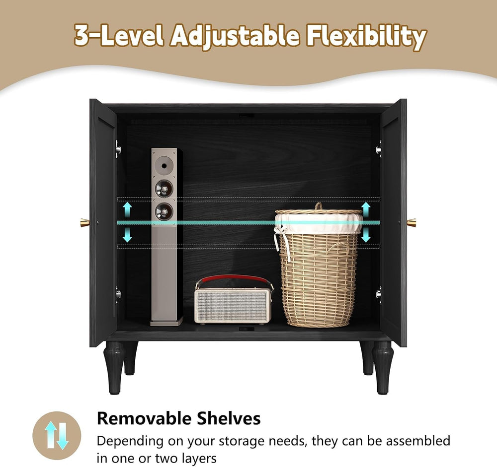 ARTPOWER Black Sideboard Buffet Cabinet with Storage, Mid-Century Modern Stor...