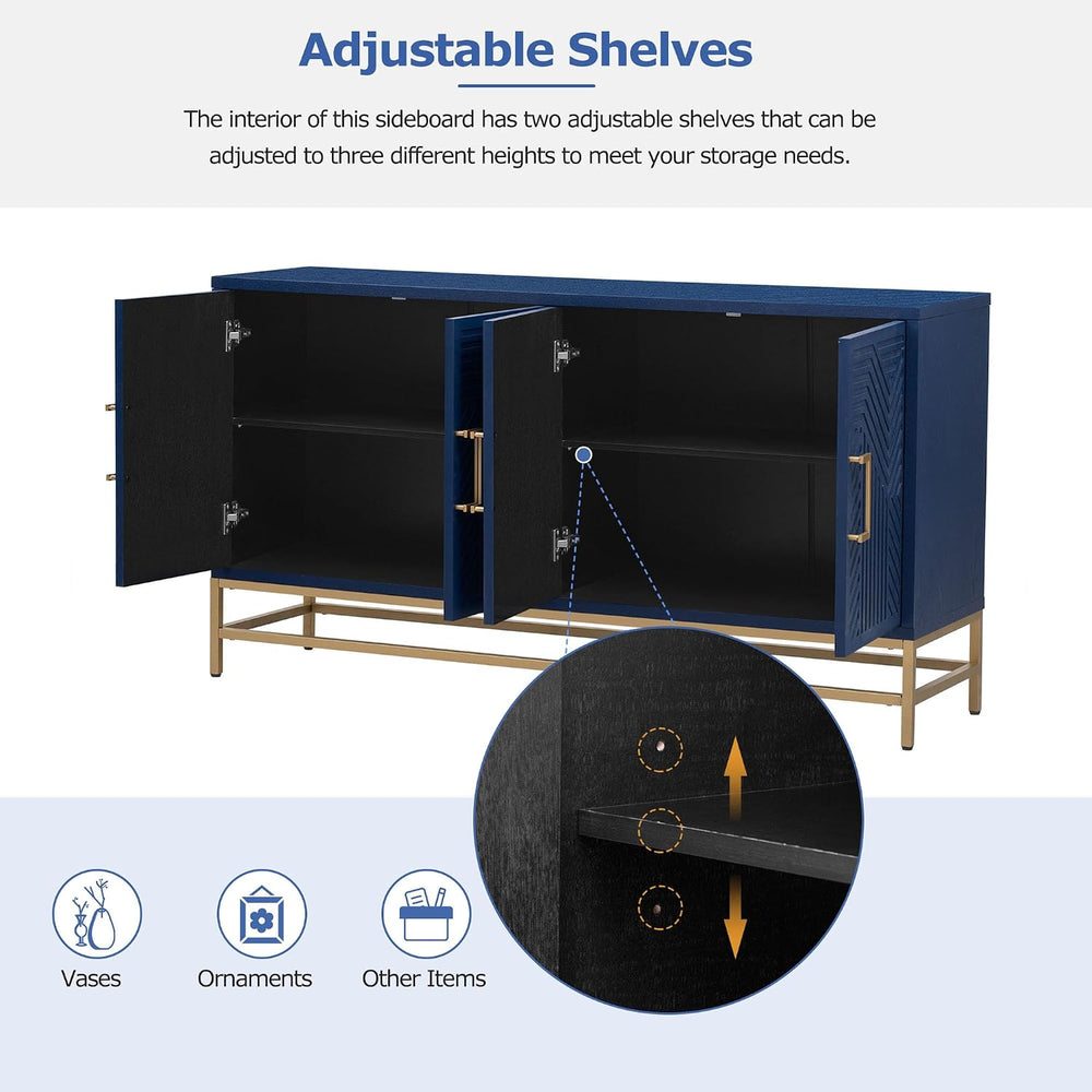 Sideboard Buffet Cabinet with Storage, Modern Storage Cabinet with Adjustable...