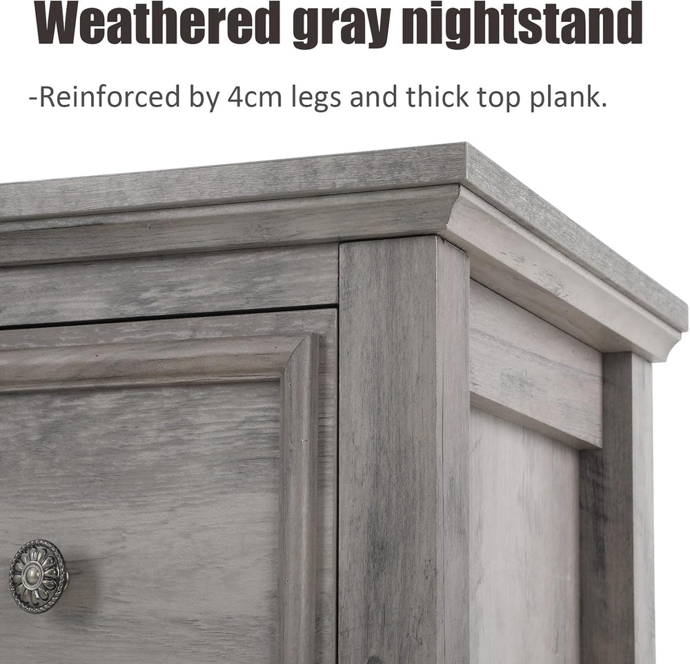 LGHM Set of 2 Large Nightstand with Charger Station, 27" W Night Stand w...