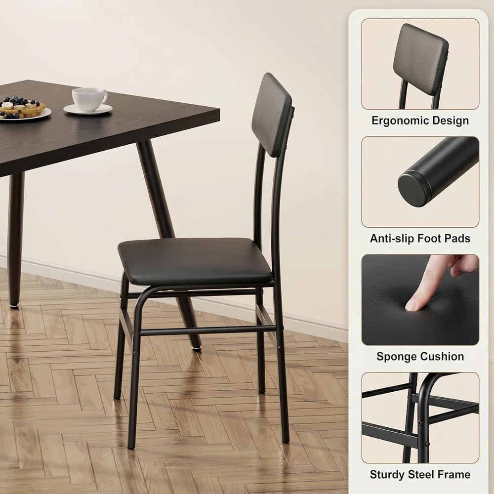 Gizoon Dining Table Set for 4, Modern Kitchen Table with Chairs, Black | Wood...