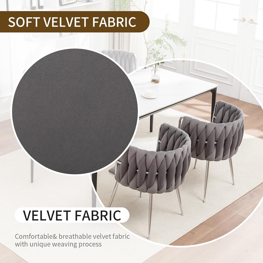 Velvet Dining Chairs Set of 6, Upholstered Dining Room Chairs with Metal Legs...