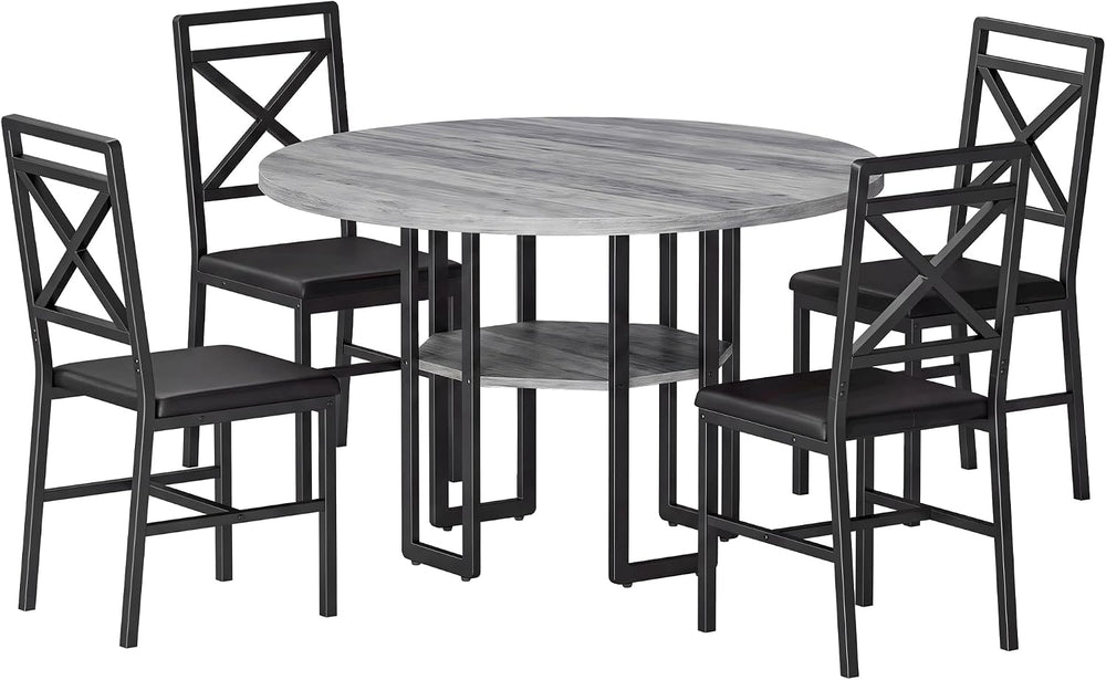 IRONCK Dining Table Set for 4, 47.2 inch Round Kitchen Table and 4 Chairs