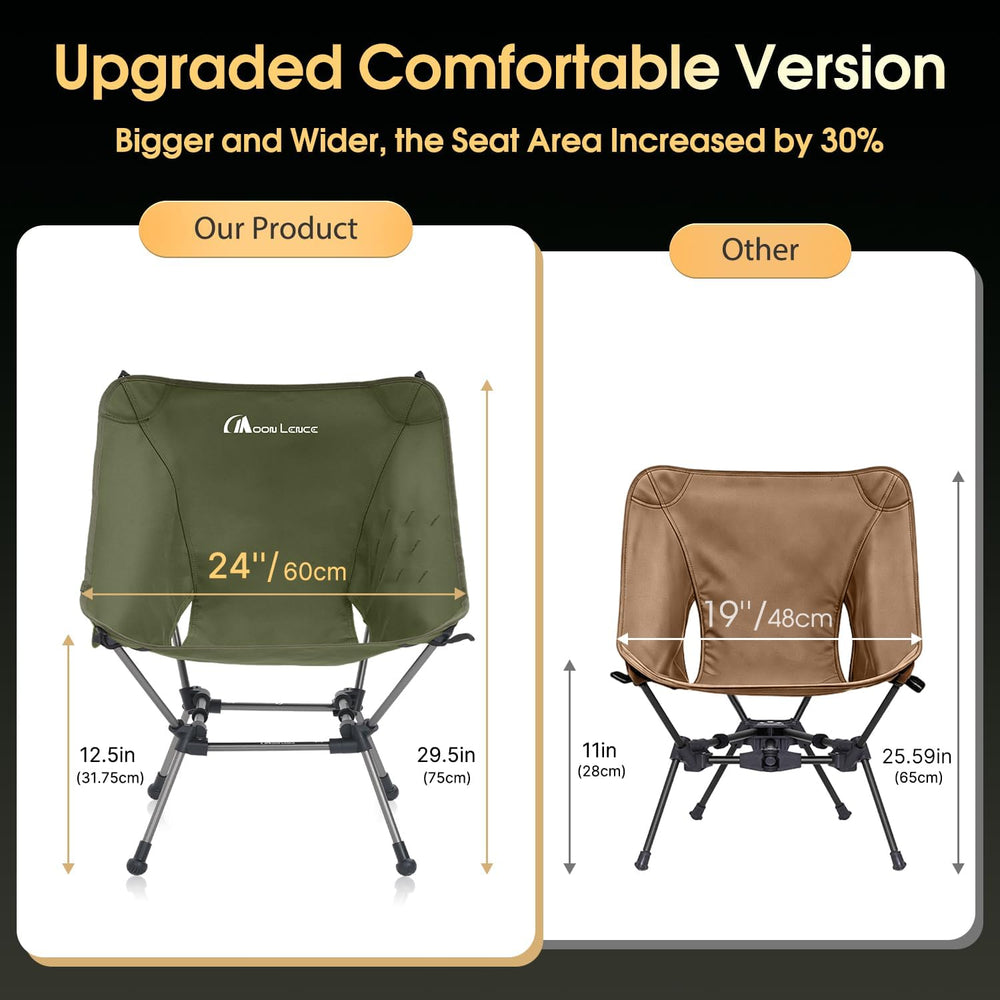 MOON LENCE Portable Camping Chair Plus, Larger & Roomier, Compact and Lig...