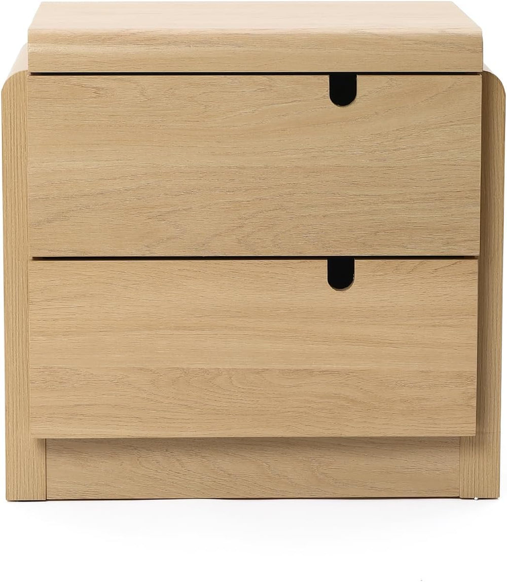LuxenHome 21" H Modern Nightstand with 2 Drawers, Mid Century Modern Oak...