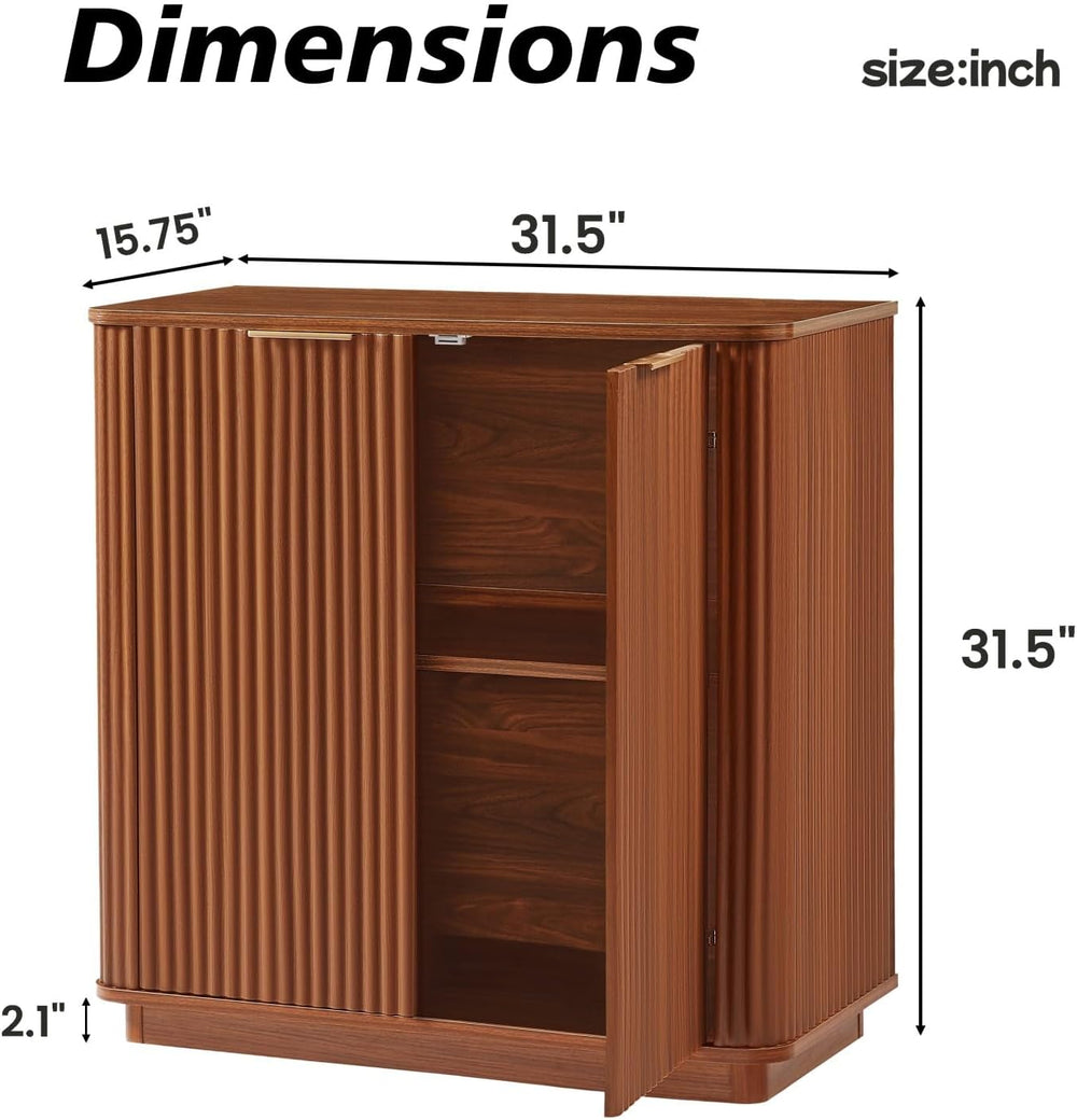 Buffet Cabinet with Curved Wave Design, Multi-Functional Sideboard with Adjus...