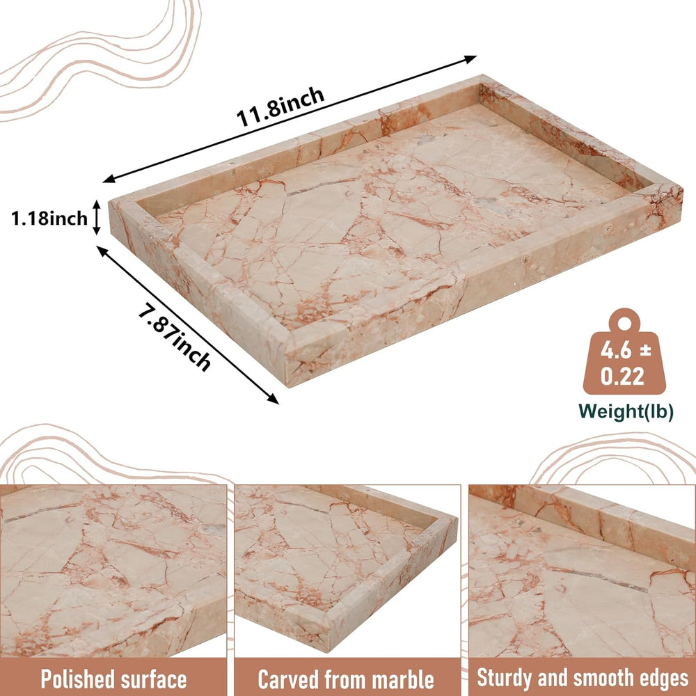 Marble Bathroom Tray,Pure Natural Vanity Tray,Marble Trays for Kitchen Counte...