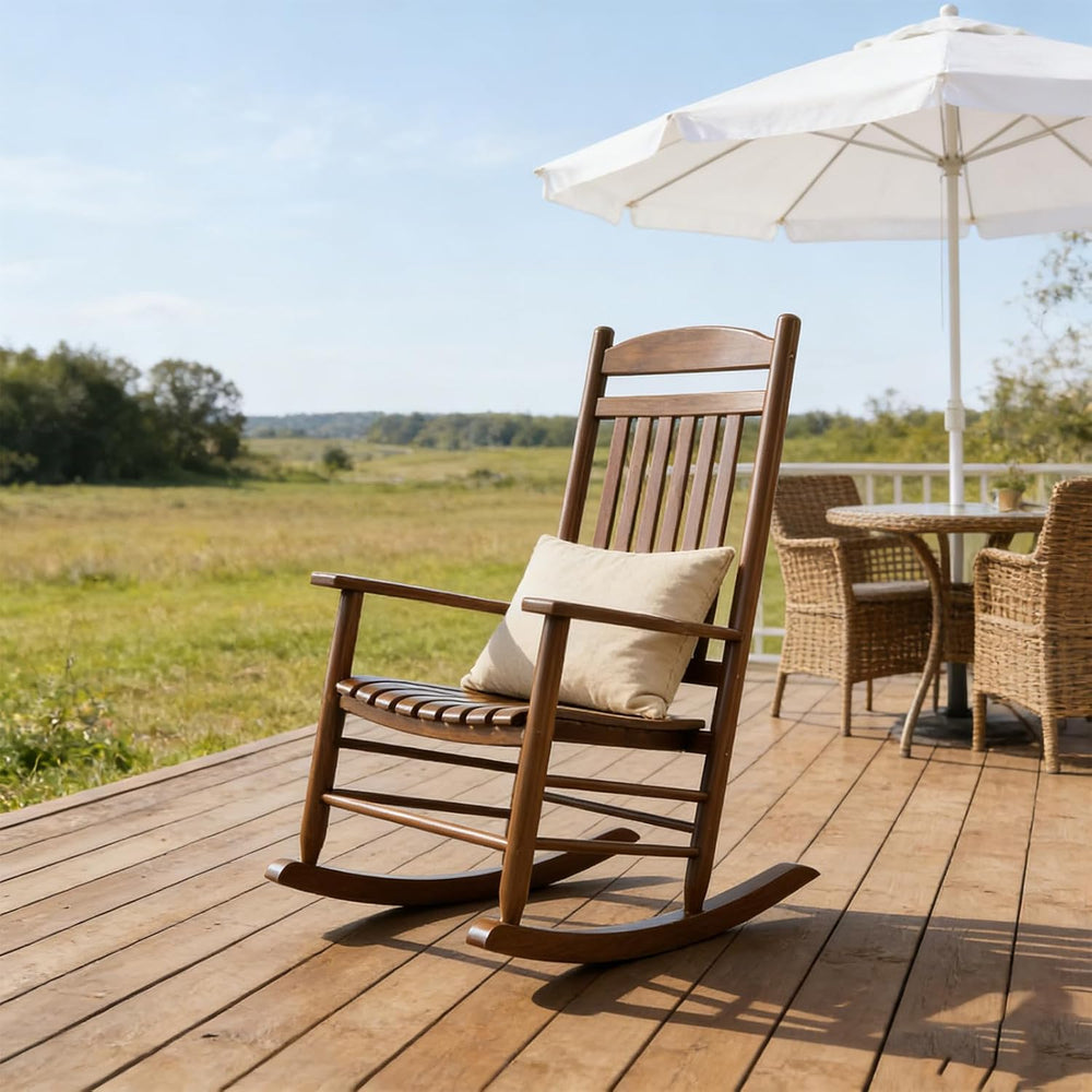 Wooden Outdoor Rocking Chair, Weatherproof Oversized Rocking Chair, Heavy Dut...