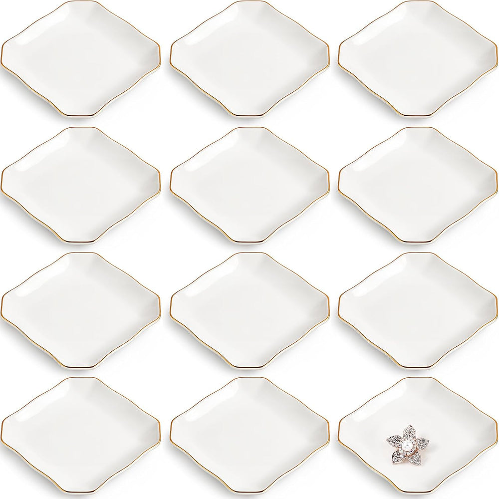 Shappy 12 Pcs Ceramic Jewelry Tray 4.5 in Ring Dish Bulk Decorative Trinket D...