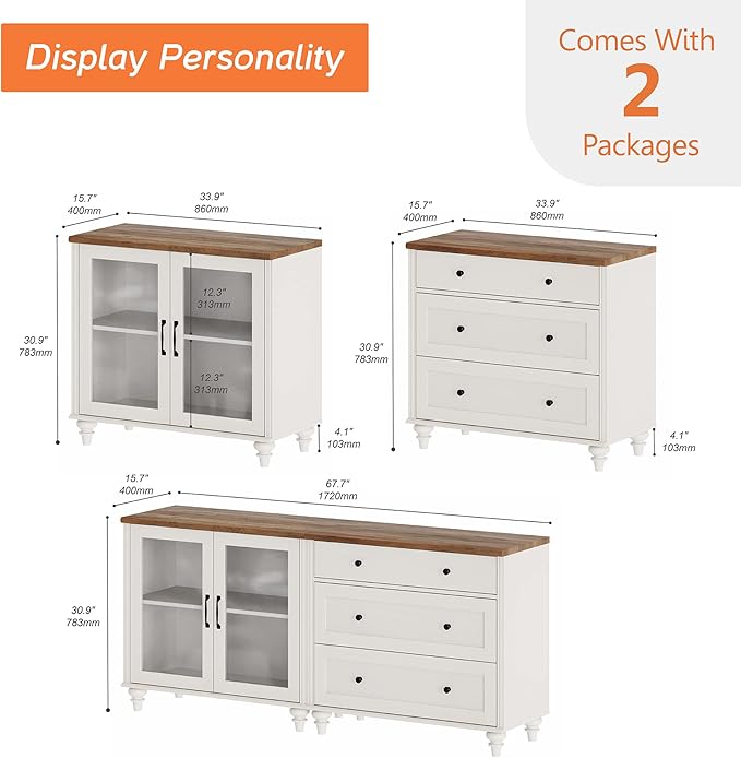 WAMPAT TV Stand for 75 Inch TV, Wood TV Cabinet Entertainment Center Televisi...