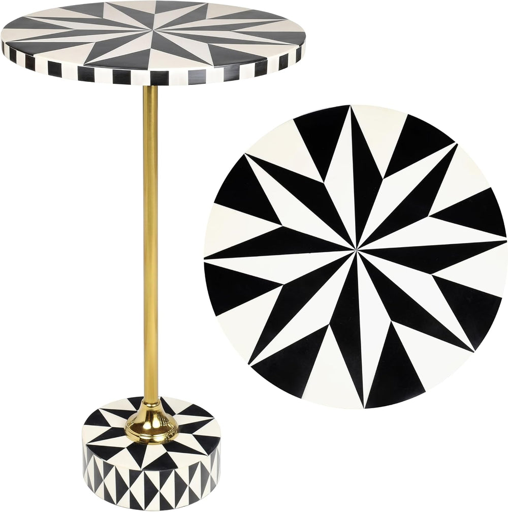 JONATHAN Y Calix 23.5" Round Compass Rose Pedestal Drink Table, Black | ...