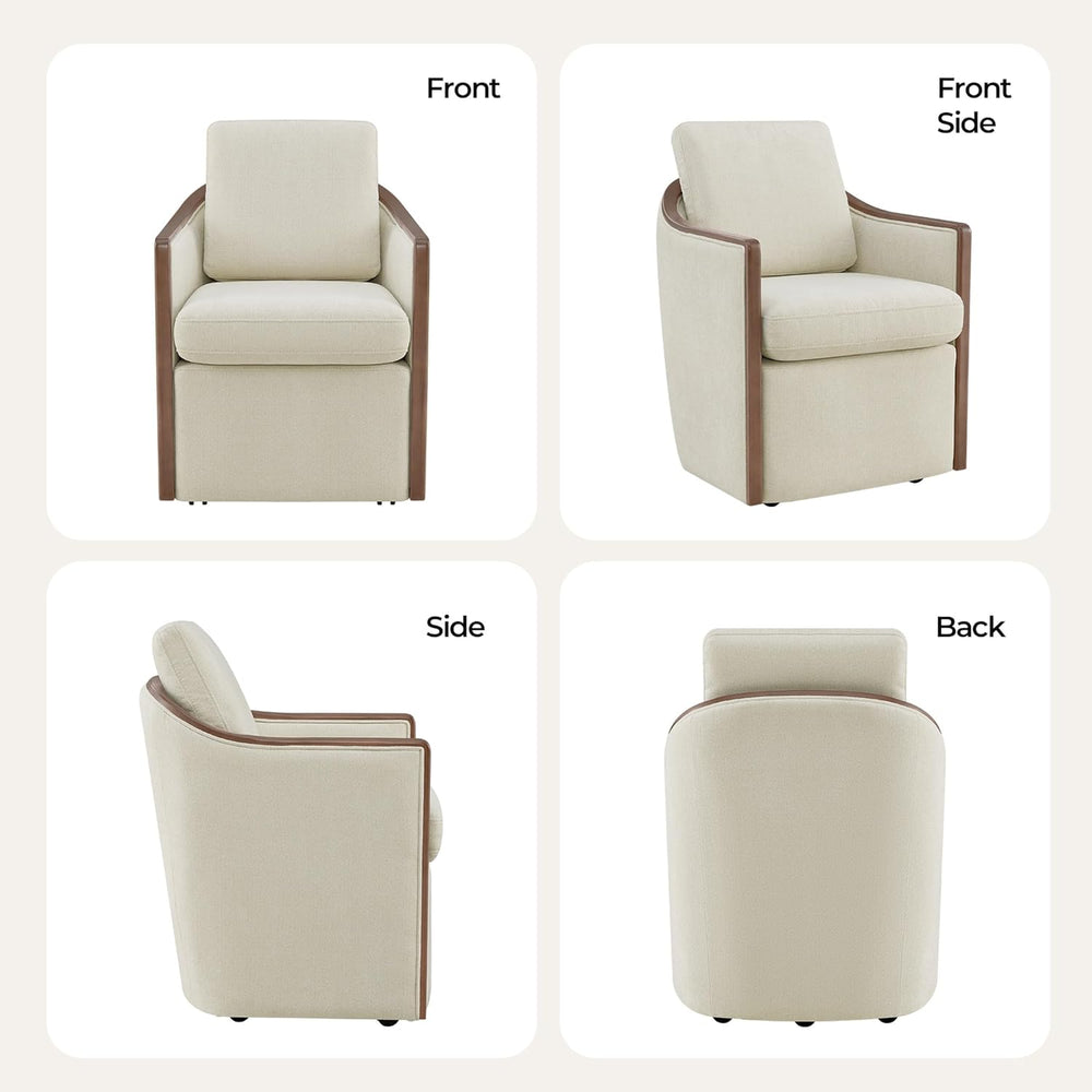 CHITA Upholstered Dining Chairs Set of 4 with Hidden Casters, Modern Dining C...