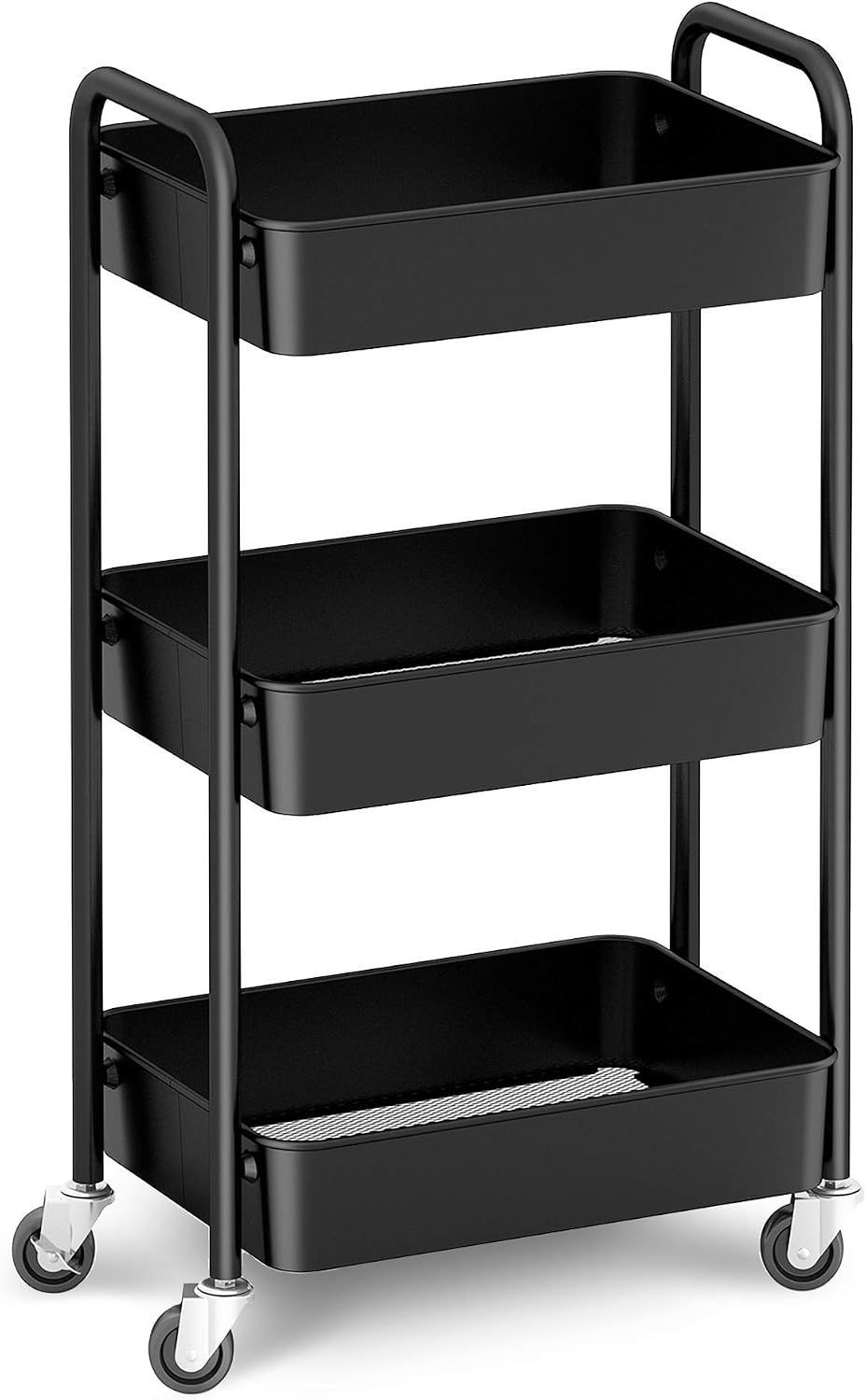 CAXXA 3-Tier Rolling Metal Storage Organizer - Mobile Utility Cart, Kitchen C...