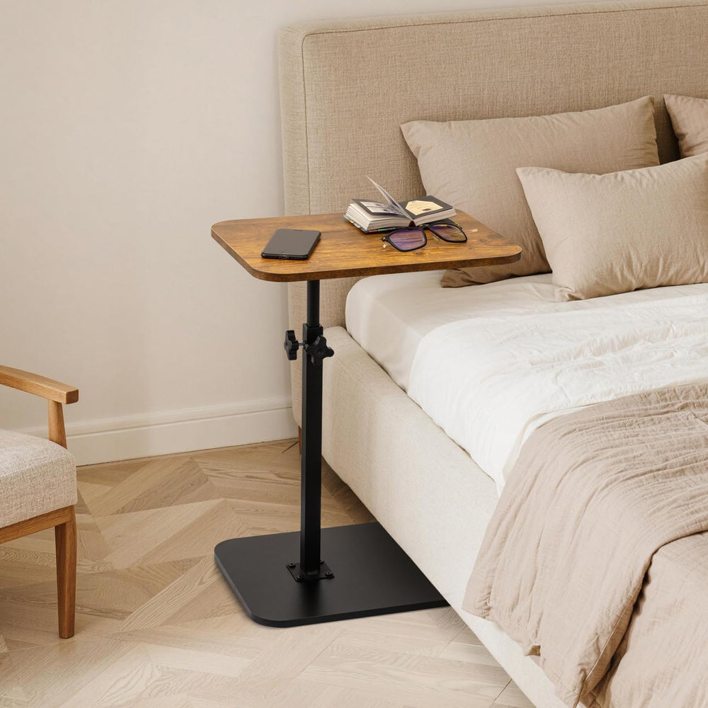 ZEAPTAC C-Shaped Side Table, 360° Swivel Height Adjustable, Lightweight Porta...