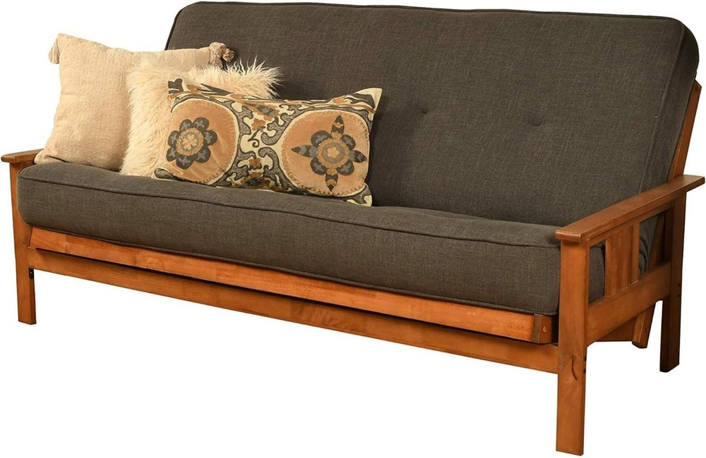 HomeStock Futon Frame Set with Mattress - Converts to Bed - Hardwood Sofa for...