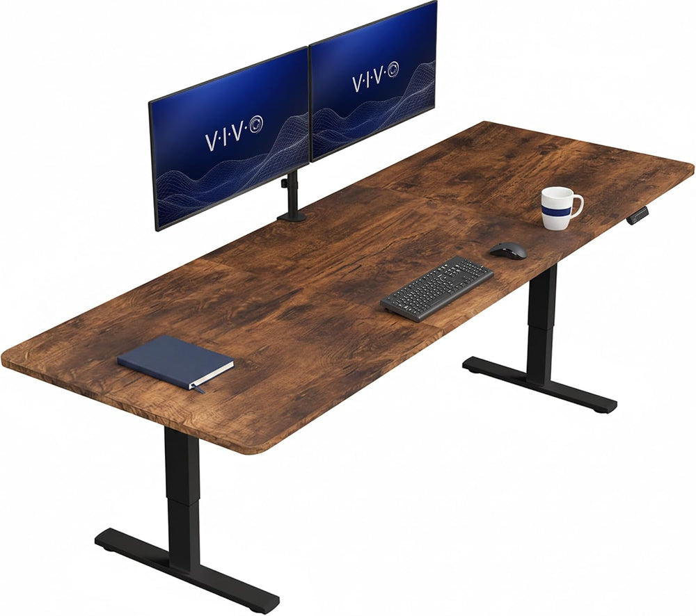 VIVO Electric Standing Desk, Smooth 3-Piece 83" x 30" Vintage Brown...