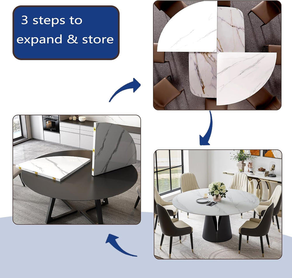 Large Round Foldable Table Top, 47.2-70.9'' inch Wood Table Top, Roun...