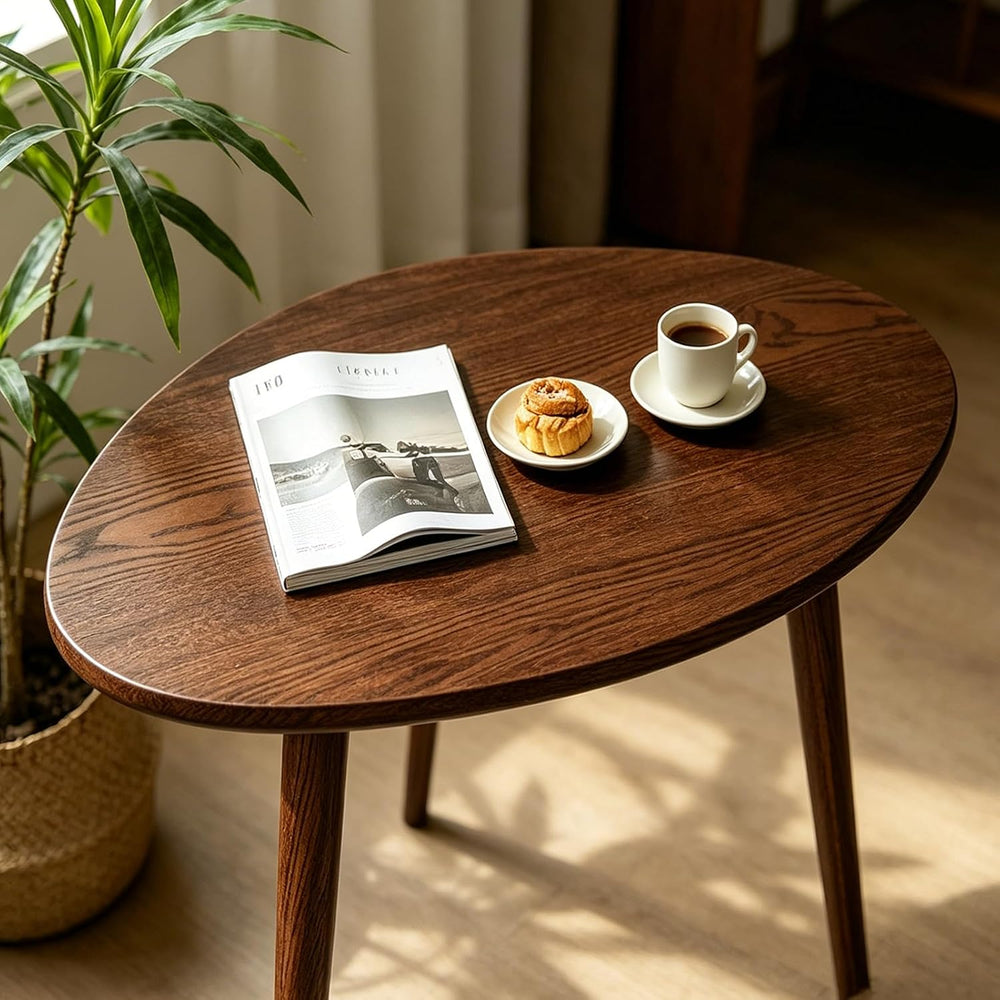 Walnut Oval Side Table, 17.5''D x 25.6''W x 19.7''H, ...