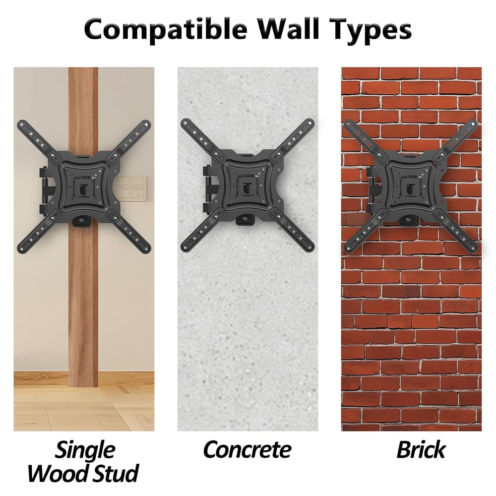 Full Motion TV Wall Mount, Corner Wall Mount Bracket with Swivel Tilt Arm, Fi...