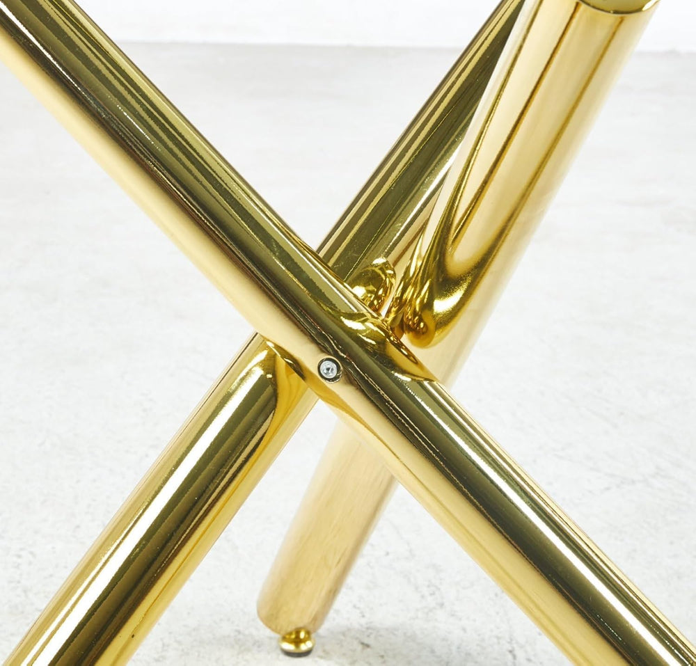 Modern Dining Room Table for 4 People, 36" Round Dining Table with Gold ...