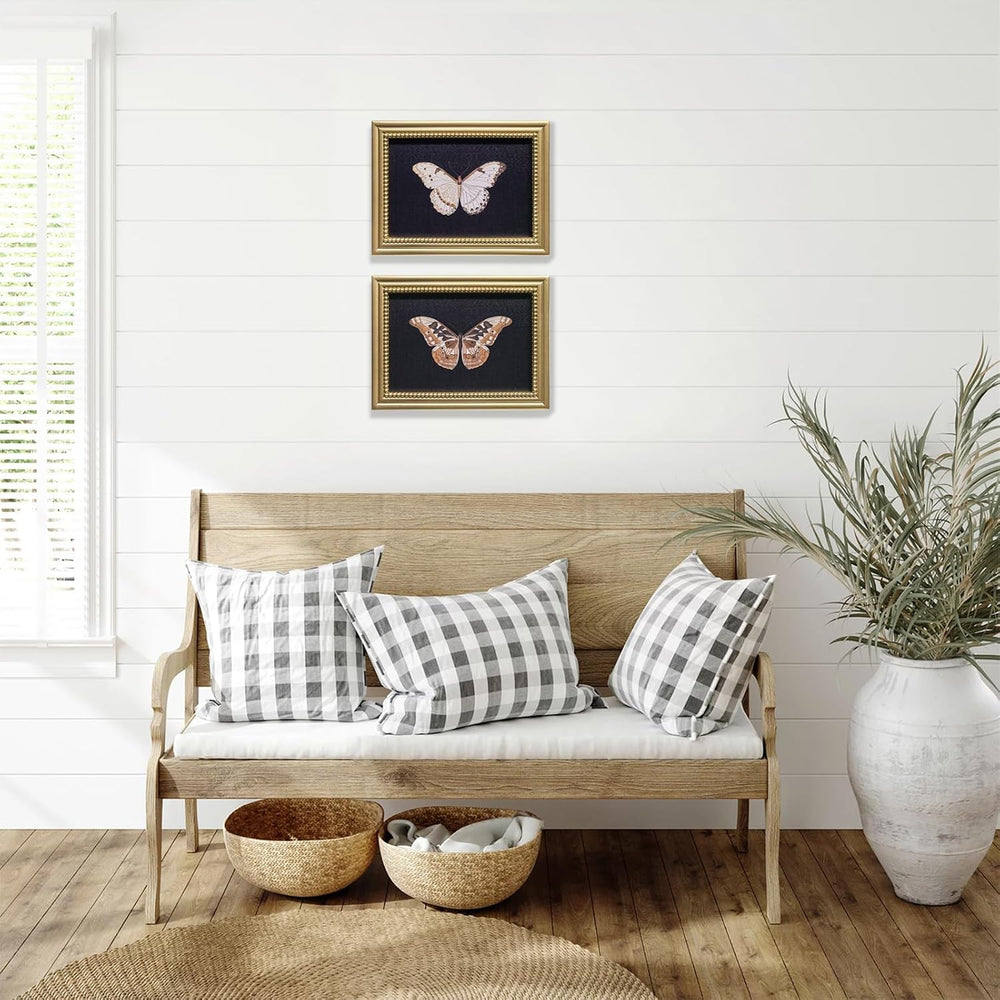 Gatheroad Vintage Gold Framed Wall Art Set of 2, Aesthetic Butterfly & In...