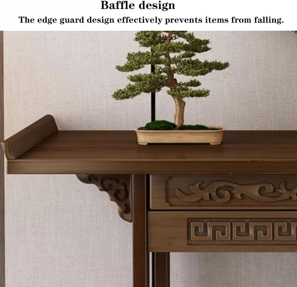 Solid Wood Meditation Table with Storage, Standing Prayer Table, Personal Bud...