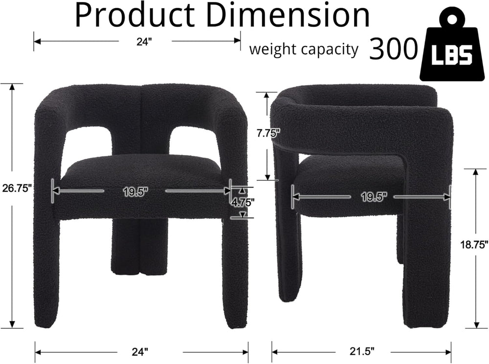 VESCASA Modern Barrel Dining Chairs Set of 2 with Open Back, Upholstered Bouc...