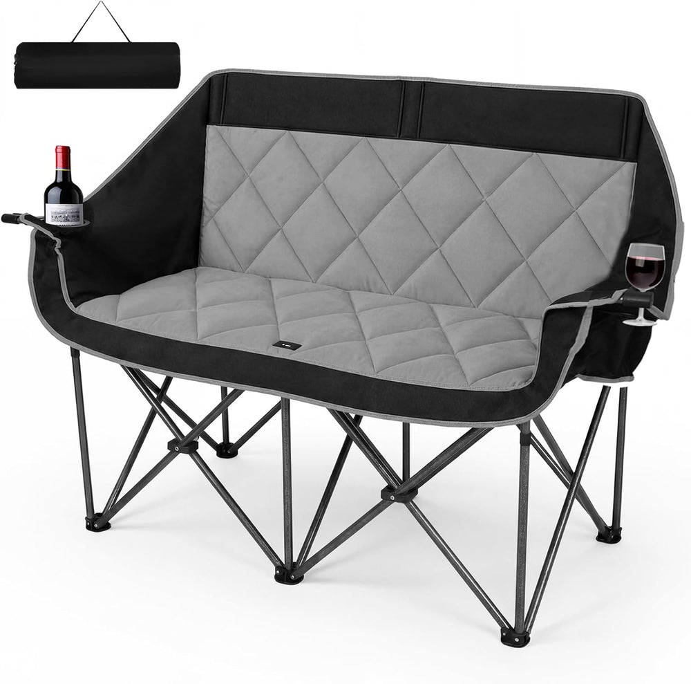Double Camping Chair for 2 Persons, Oversized Folding Loveseat Camping Chair ...