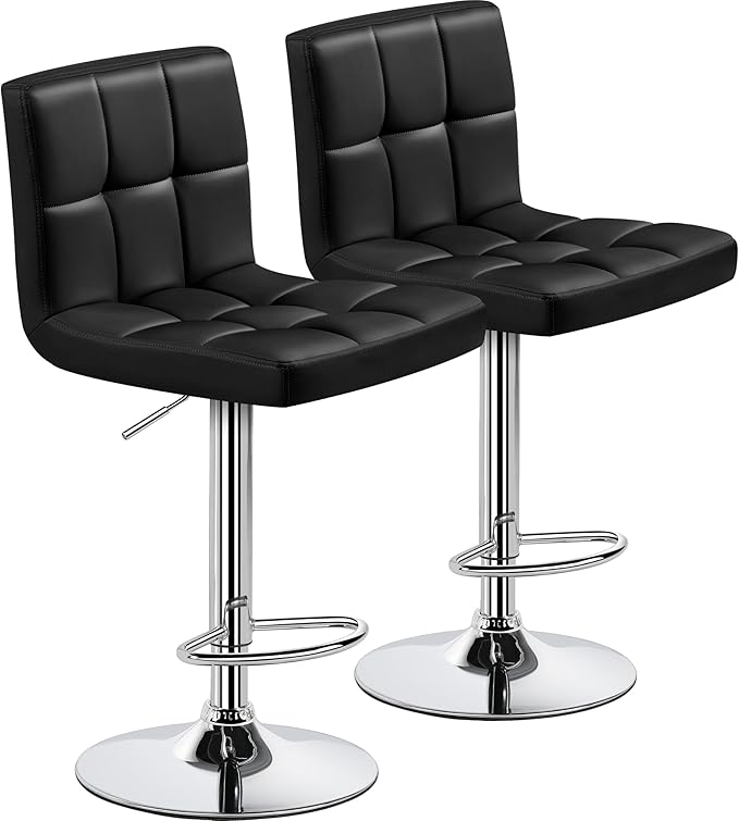 Yaheetech Bar Stools Set of 2, Adjustable PU Leather Swivel Barstools, Modern...