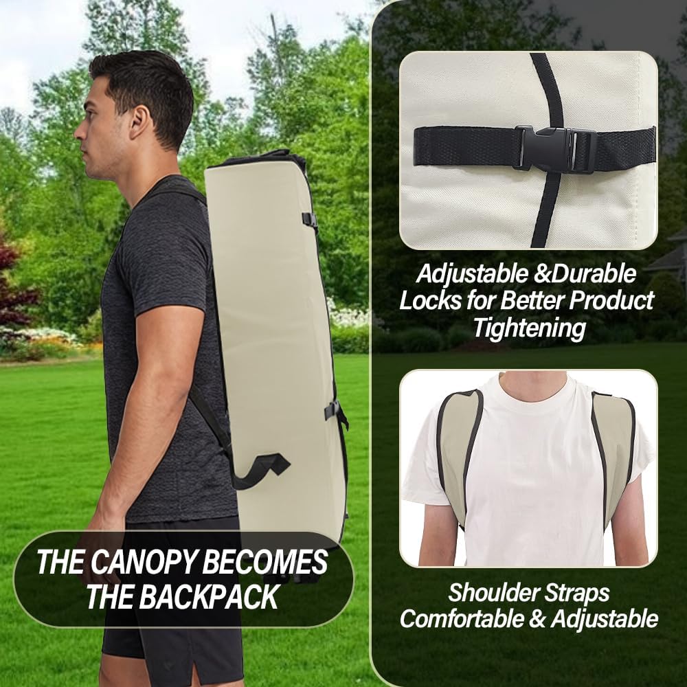 BESTHLS Camping Chair with Canopy Shade Portable Folding Beach Chairs with Co...