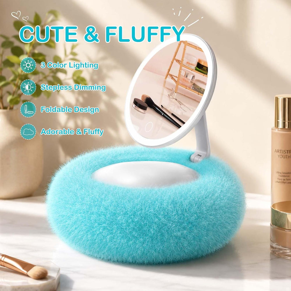 Rechargeable Compact Makeup Mirror with Light,Blue