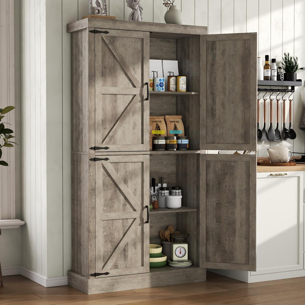 Farmhouse Kitchen Pantry Cabinet,69.1" Tall Kitchen Storage Cabinet with...