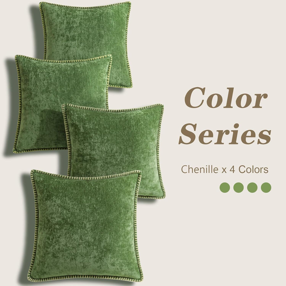 decorUhome Fall Soft Decorative Chenille Throw Pillow Covers 18x18 Set of 4