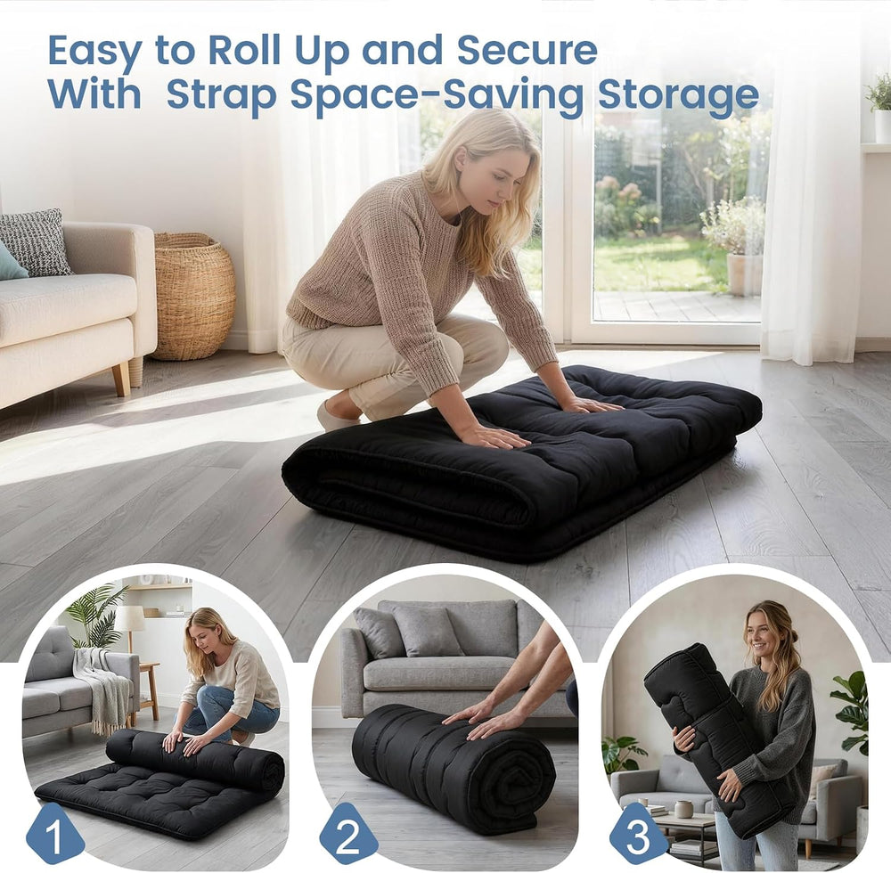 Twin Size Japanese Futon Mattress Foldable Topper Mattress for Floor Tatami F...