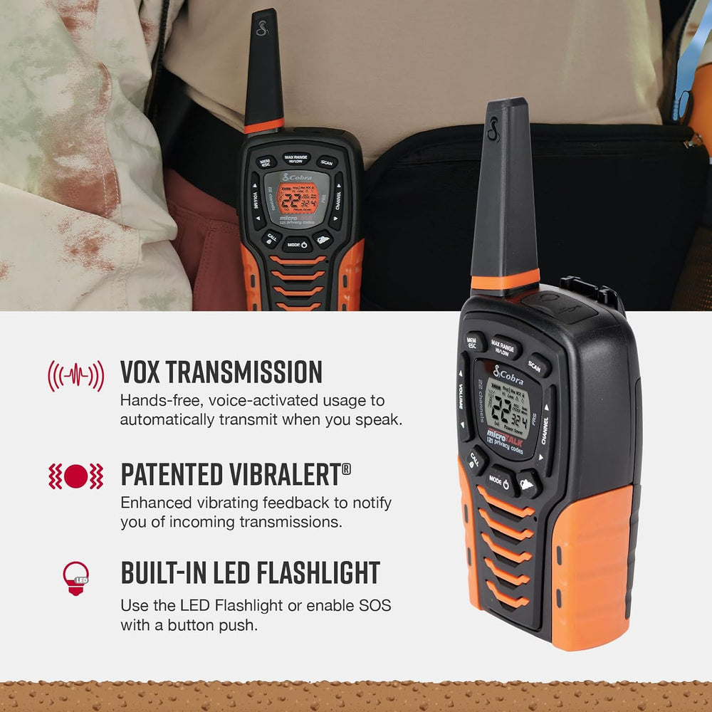 Cobra ACXT645 Waterproof Walkie Talkies, Rechargeable, 22 Channels