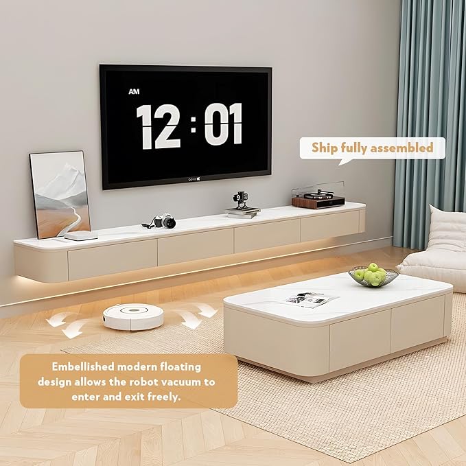 78.7" Floating TV Stand Fully Assembled, Wall Mounted Entertainment Cent...